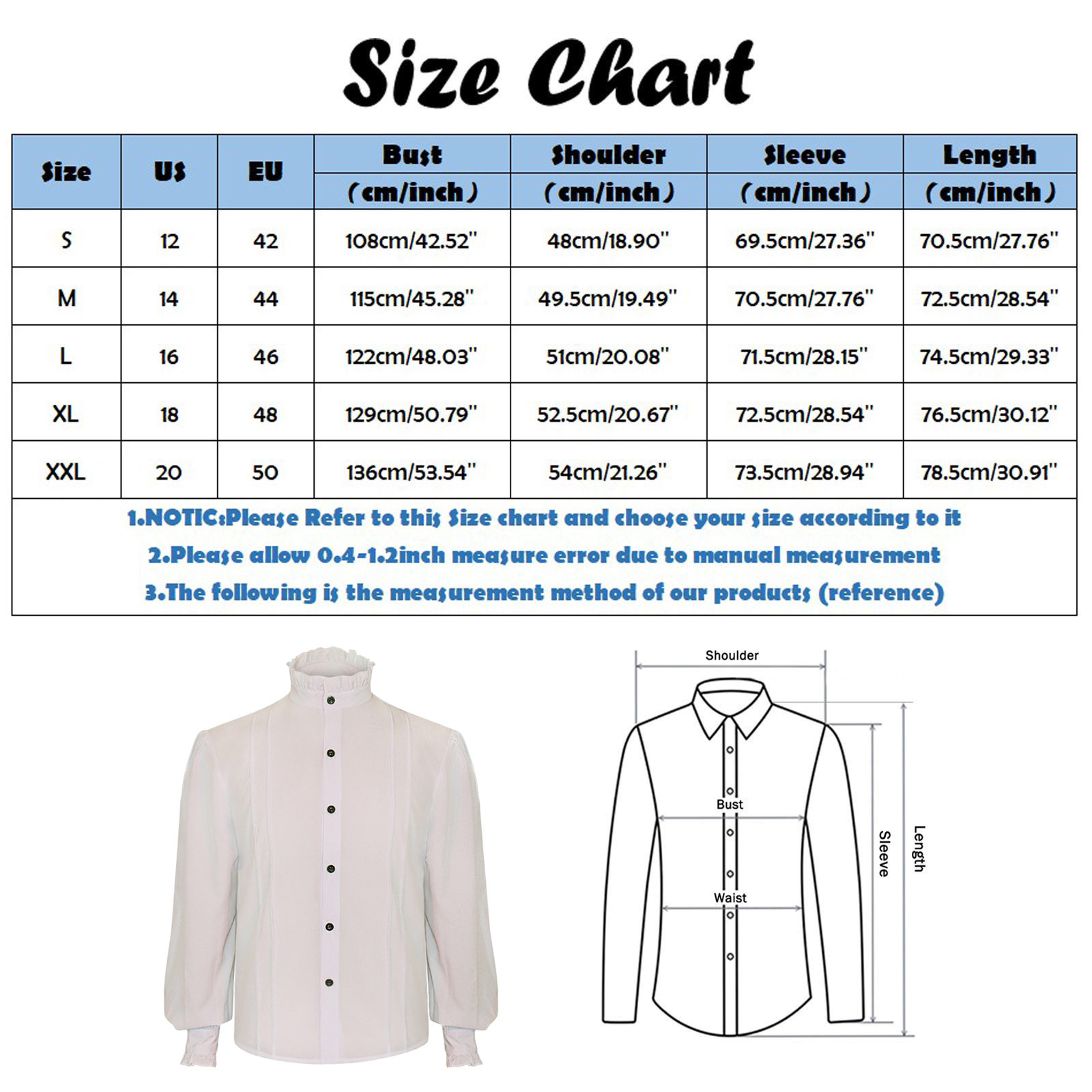 thumbnail image 3 of Camisa gótica de hombre con cuello alto y mangas abullonadas, ribete de encaje, poliéster, para todas las estaciones, elegante para fiestas/vacaciones., 3 of 7